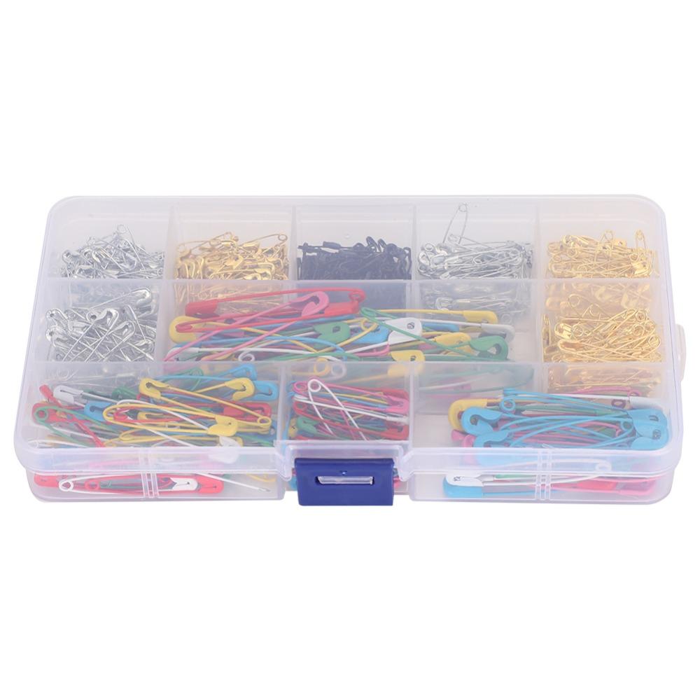 500PCS Multicolor Color Safety Pins 7 Sizes Boxed Set Pins Accessories Safety Pins Sewing