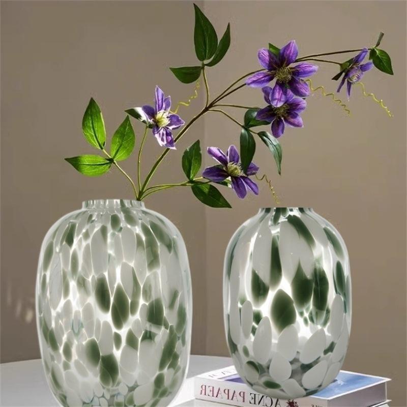 Big bellied round glass vase Original color snowflake water nurturing hanging clock flower vase home floor decor glass ornament