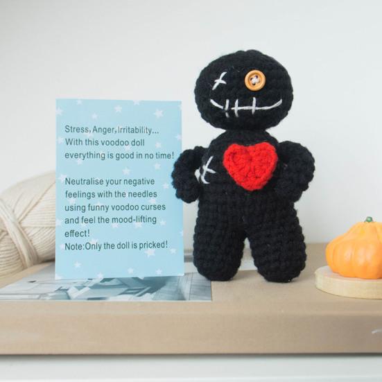 Funny Positive Voodoo Doll Inspirational Handmade Crochet Doll Gifts Emotional Support Stuffed Plush Doll with Card for Friend Coworker Sister