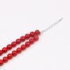 10mm Red Artificial-Coral Pearl Round Beads Necklace/Stud Earrings Sets Jewelry Neckchain,5cm Extension Chain,Girl/Women's Party Gift