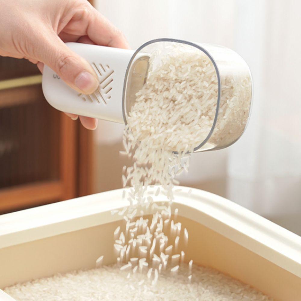 2 шт. Мерная ложка для риса со шкалой, Встроенная полость для хранения, Совок для корма для домашних животных, Ложка для зерна, Зерновые