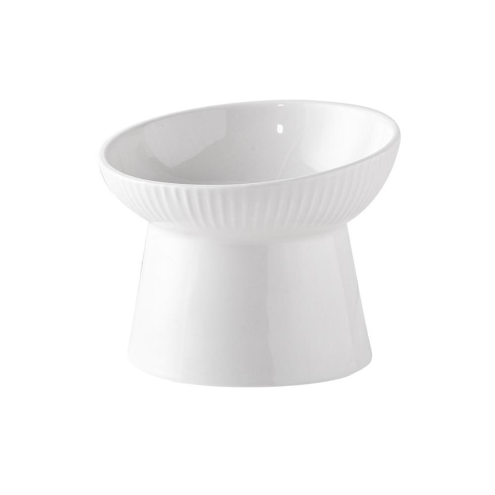 Ceramic Cat Bowl Slanted/Flat Mouth Dog Food Feeding Basin Pet High Foot Bowl Neck Protection