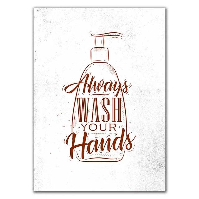 Туалет Цитата Картина Ванная Комната Стены Искусства Холст Картины Плакаты Печать Мода Черно-Белый Туалет Настенный Декор Кисть Декор Картина