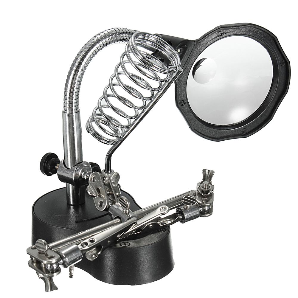 Soldering station, soldering magnification of glass magnifying LED light helps hand with 3X main lens and 12x