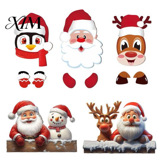 Reusable Outdoor Holiday Signage 2D Wooden Christmas Welcome Sign, Santa Reindeer Penguin Yard Ornament, Courtyard Ornaments Cartoon Garden