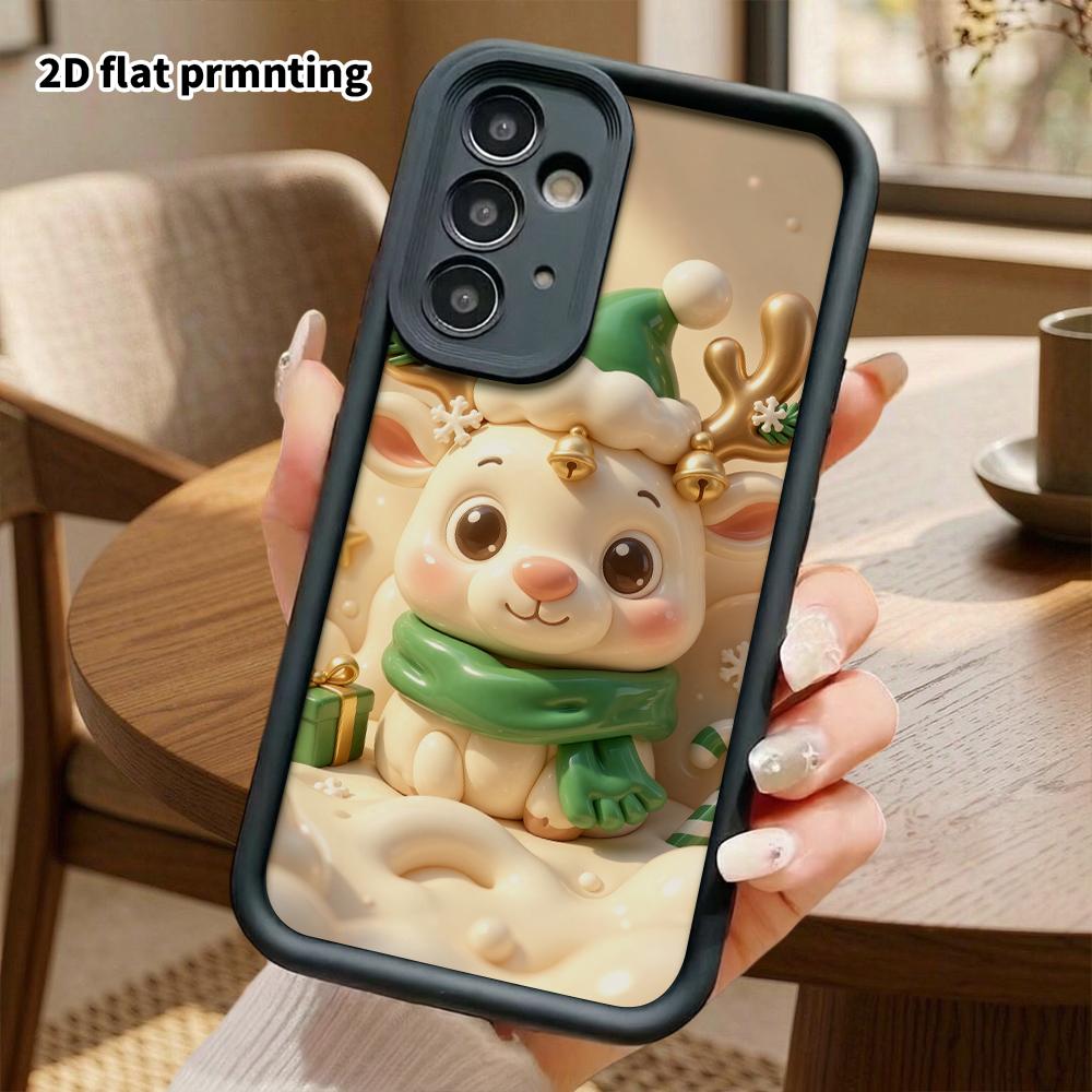 Phone case: 2D flat design suitable for Samsung Galaxy A34 A35 M05 M06 S20 S22 S21 FE Plus 5G protective case, Christmas reindeer, perfect holiday gif