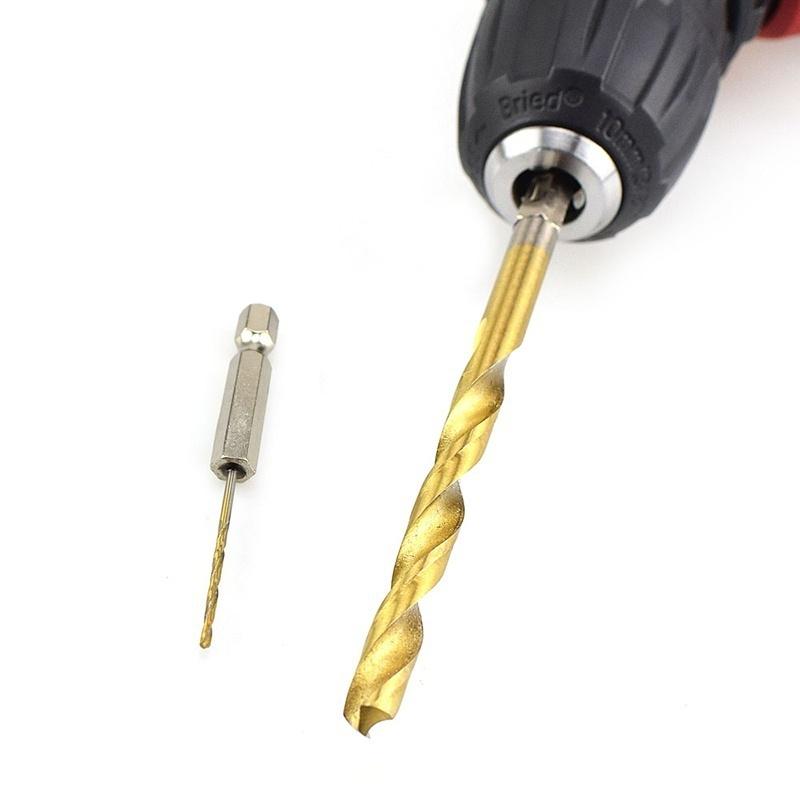 Tungsten Carbide Twist Drill Bit Power Tool High Speed Steel HSS Titanium Coated Drill Bit Set 1/4