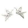 [P8201] - Silver 'Origami' (bird) Craft Earrings - 15x11 Mm