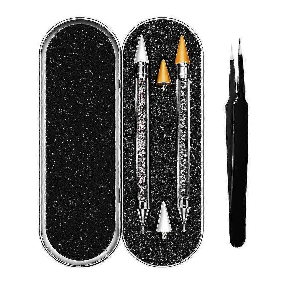 2 Pack Rhinestone Picker, Diamond Painting Dotting Pen Dual-end Rhinestones Pickup Tool For Nail Gems Stones Crystals Diy Nail Art Crafts With 2 Extra