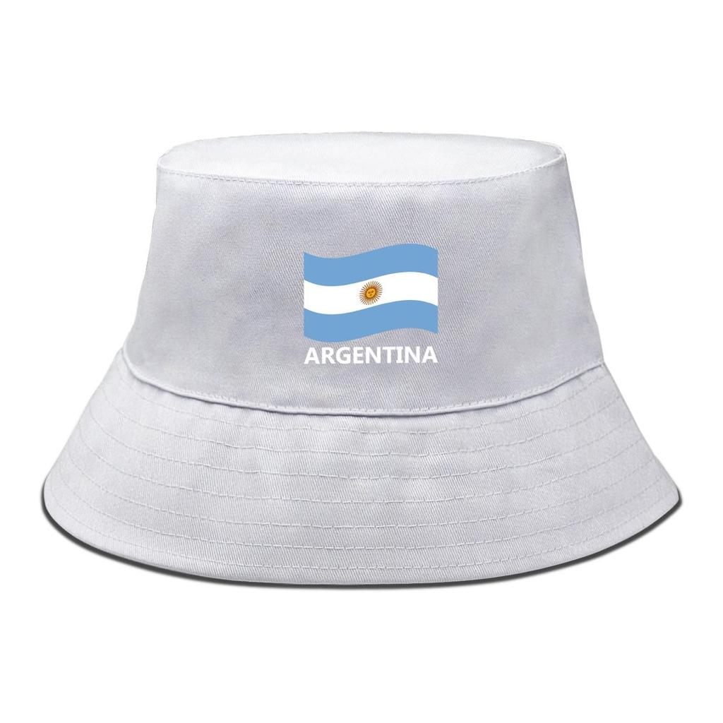 Bucket Hat With Flag of Argentina Print , Patriotic Men's Hat Casual Unisex Candy Color Basin Hat