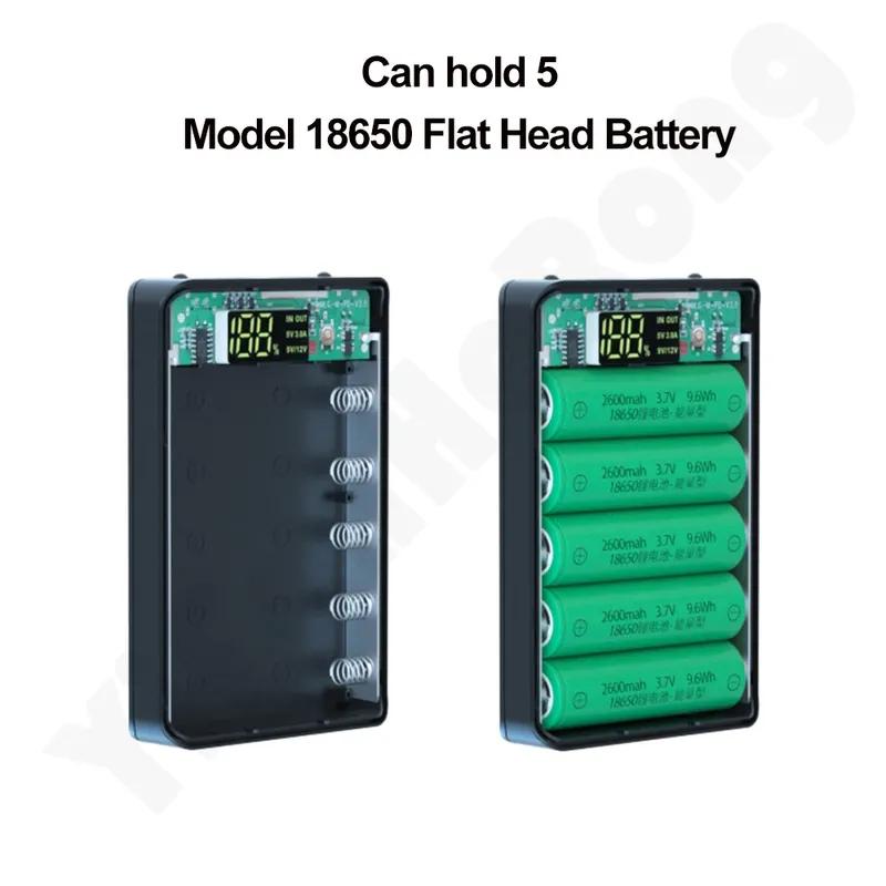 Корпус Power Bank на 5*18650, двойной USB для зарядки мобильного телефона, DIY корпус, держатель для батарей 18650, зарядная коробка со светодиодным фонариком