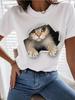 Fashion Women Cute 3D Cat Print T Shirt Funny Casual O-neck Short Sleeves T-shirt Summer Female Tee Shirt
