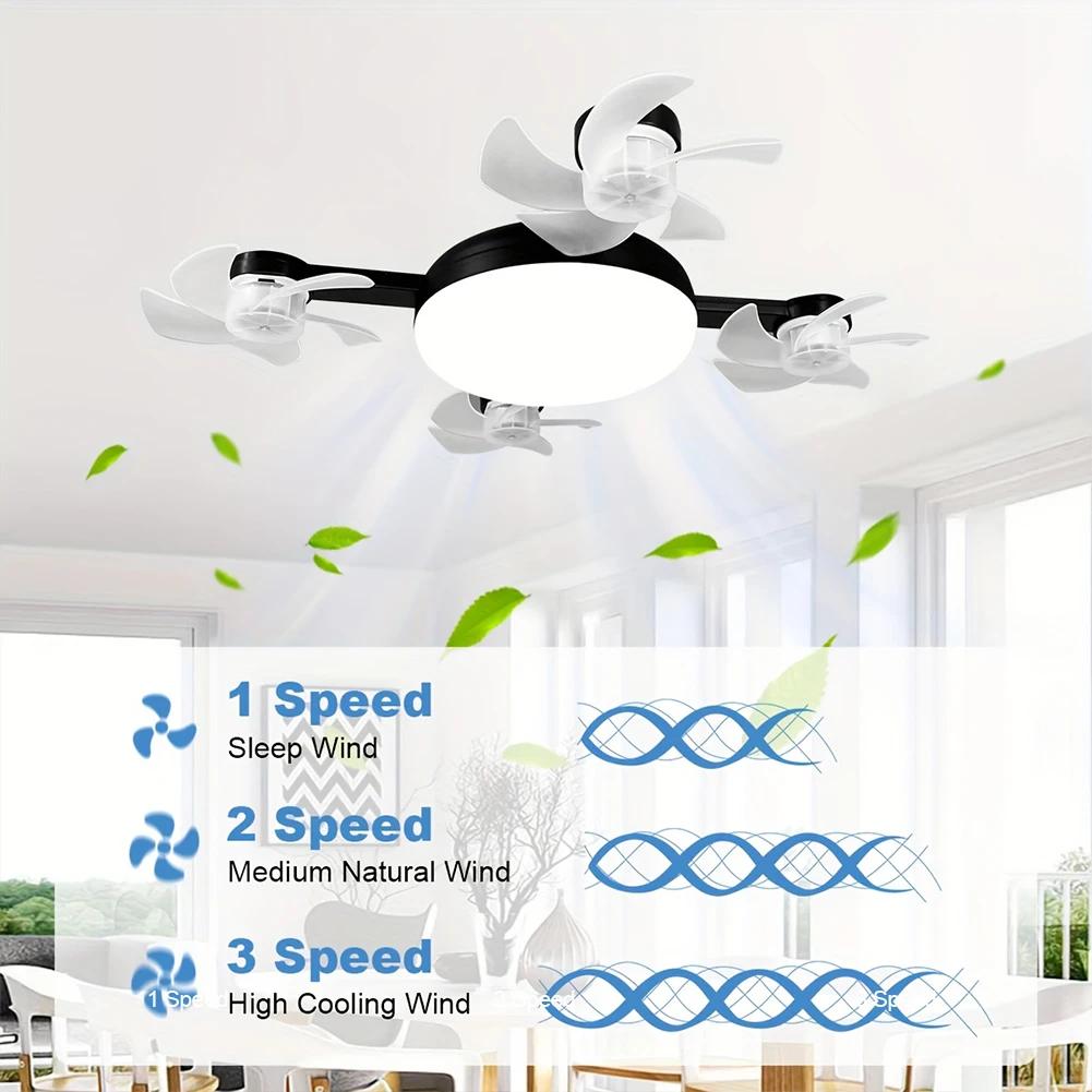 Universal Dimming Drone Fan with LED Lantern Remote Control Silent Ceiling Drone Fan E27 E26 for Dining Room Bedroom Living Room