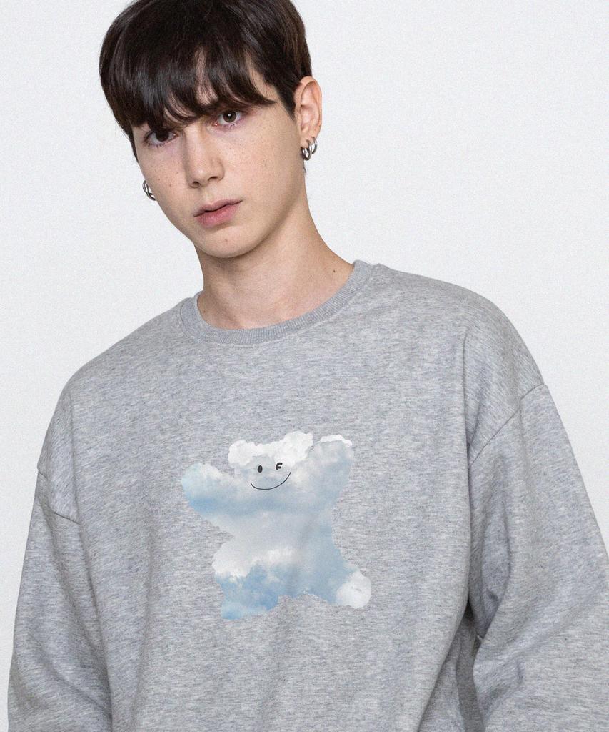 GRAVER [Unisex] Big Cloud Bear Smile Sweatshirt_Gray