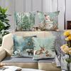 Home Decor Christmas Winter Forest & Snow Creatures Pattern Cushion Cover Suitable For Sofa Bedroom Car Pillow Cover