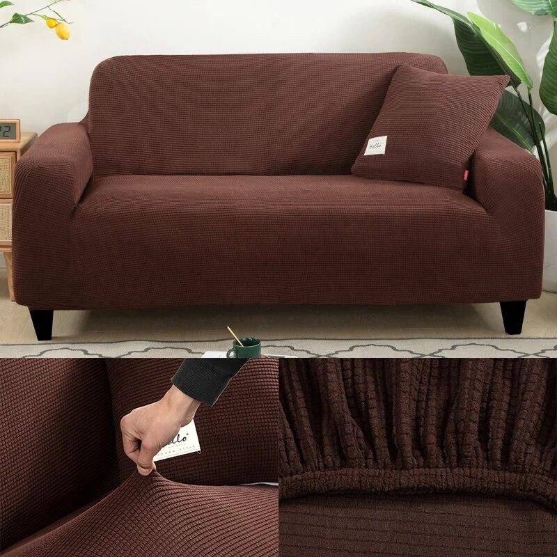 Jacquard Thick Sofa Covers for Living Room Plain Couch Cover Corner L Shape Chaise Longue Sofa Slipcovers Solid Color 1PC