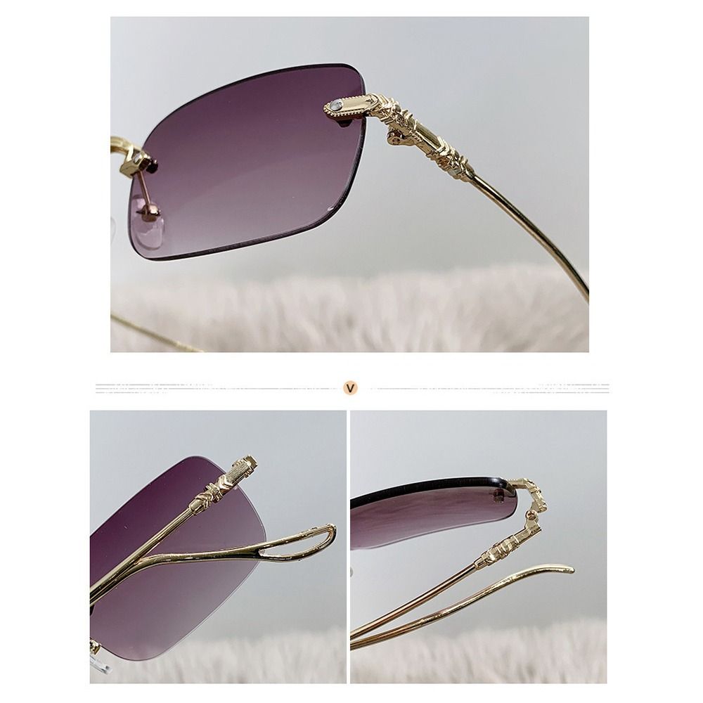 Rimless Metal Rectangle Sunglasses Men Women Fashion Vintage Shades Brand Design Trendy Ocean Lenses Sun Glasses Uv400 Eyewear