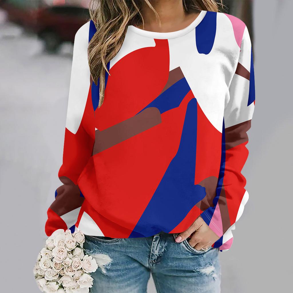 2025 Autumn and Winter New Fashion Round Neck Long Sleeve Printed Elegant Casual Loose Hoodie