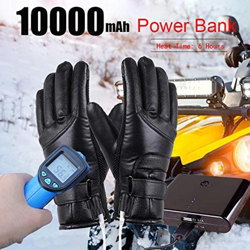Electric Heated Gloves No Battery USB Hand Warmer Heating Gloves Winter Motorcycle Thermal Touch Screen Waterproof Bike Gloves