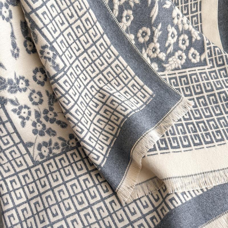 Узор напечатанный двухсторонний шарф зимний высококачественный теплый платок для женщин