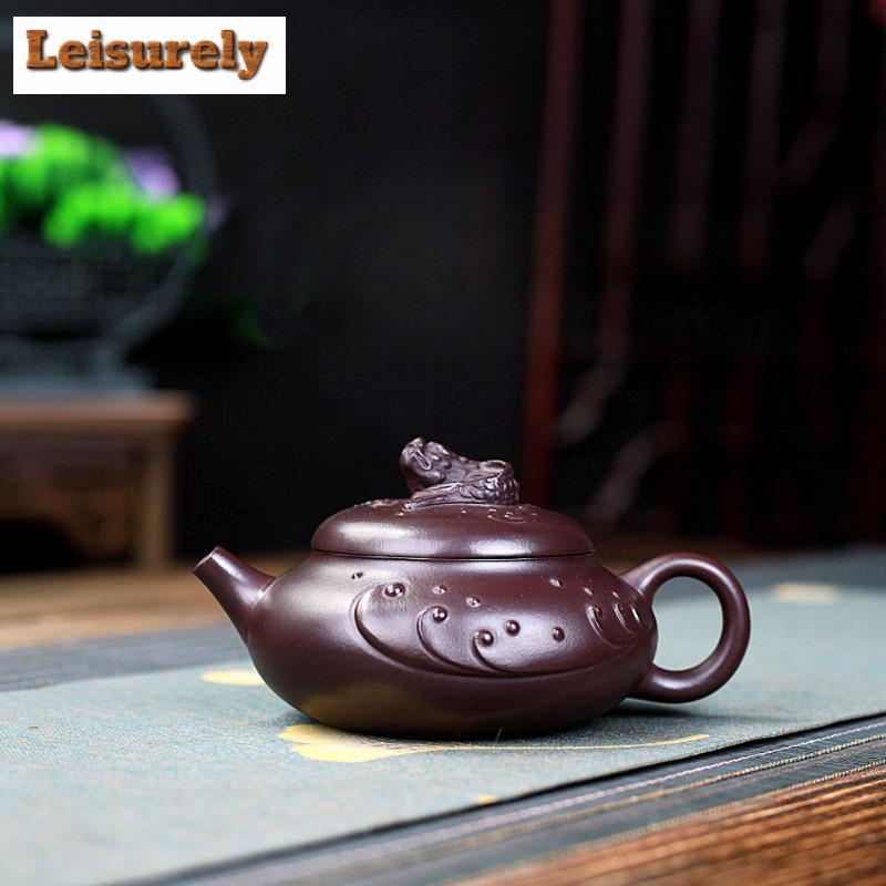 230 мл Древний Исинский фиолетовый глиняный чайник ручной работы из ихтиозавра, чайник из сырой руды, фиолетовый глиняный чайник, чайный сервиз Zisha, коллекция кафе, подарок