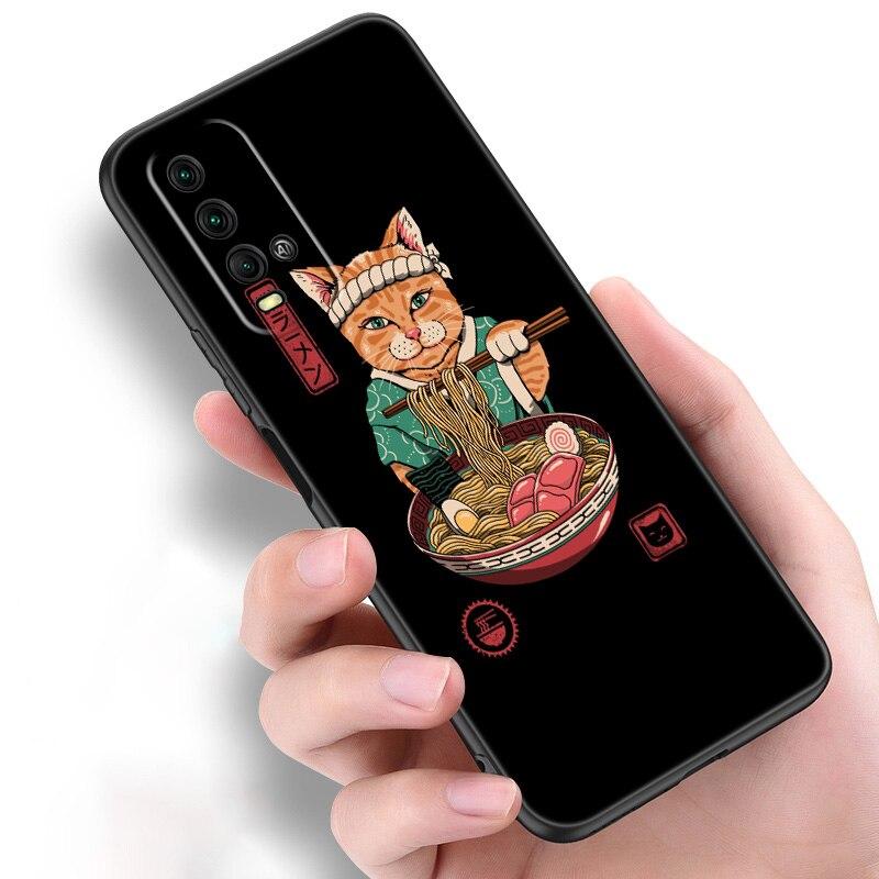 Чехол для телефона JAMULAR Neko Ramen Japan Cat Anime для Xiaomi Redmi Note 11 10 9 8 Pro 11T 10T 10S 9S 8T 9 9A 9C 9T, черный мягкий чехол