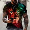 Tamanho Grande XXS-6XL Harajuku Dos Homens Camiseta 3D Leão Estampa Nova Moda Verão Roupa De Rua Gola Redonda Manga Curta Blusa