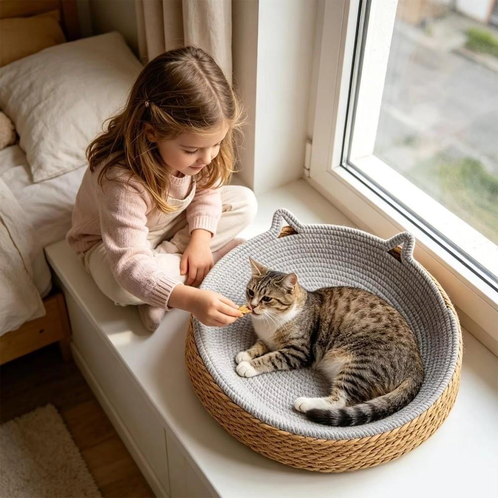 Wear-Resistant Cat Scratching Board Cotton Rope Dog Sleeping Bed Large Woven Cat Bed Nail Trimming