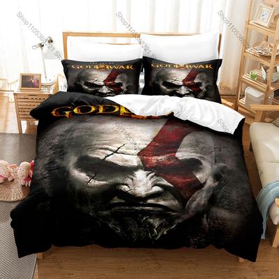 Постельное белье Kratos God of War, 3 предмета, комплект с пододеяльником, классическая игровая постельная принадлежность для декора спальни подростка