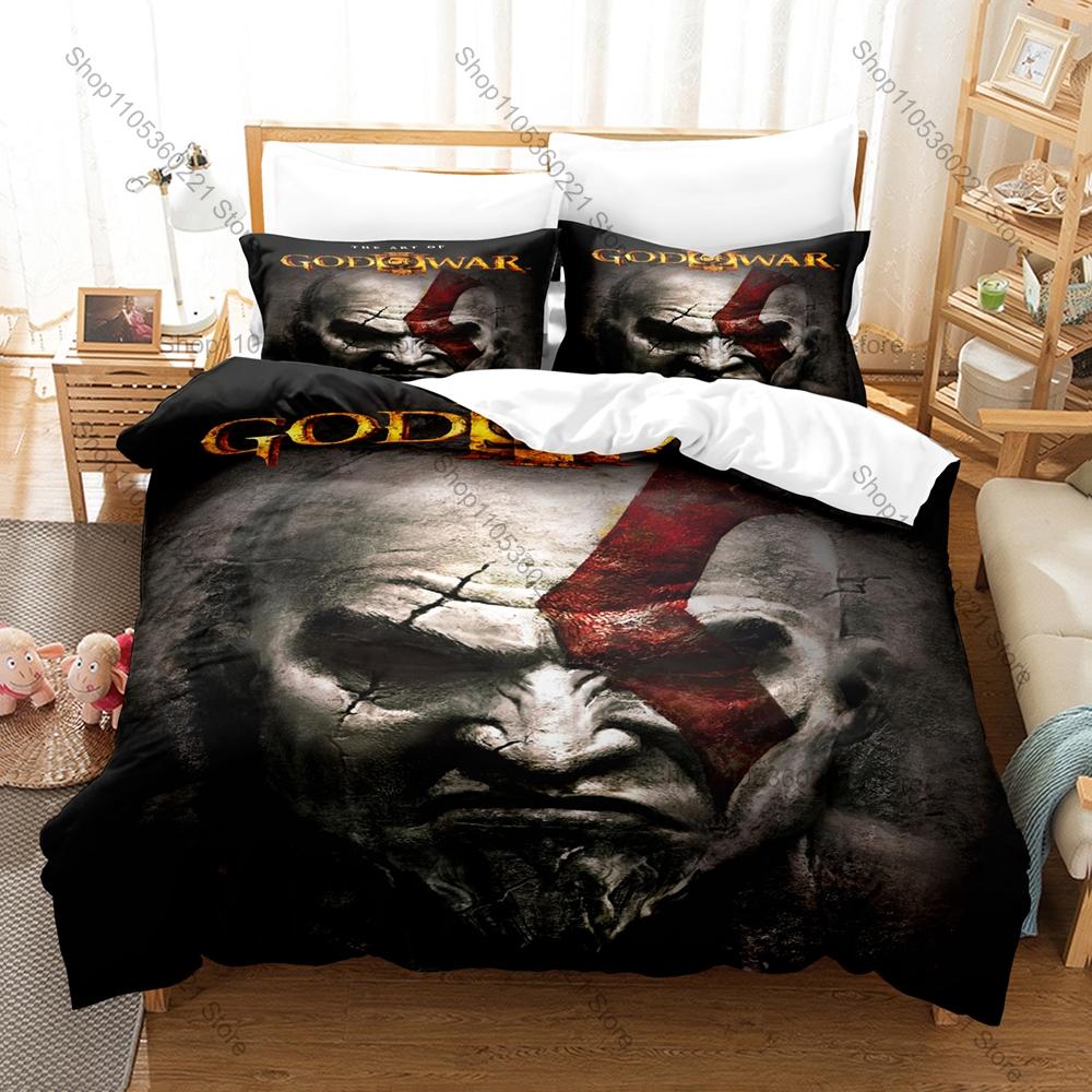 Постельное белье Kratos God of War, 3 предмета, комплект с пододеяльником, классическая игровая постельная принадлежность для декора спальни подростка