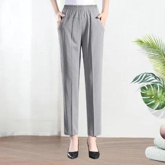 WTEMPO XL-5XL, женские весенне-летние брюки большого размера из ледяного шелка, женские однотонные повседневные брюки с эластичной резинкой на талии