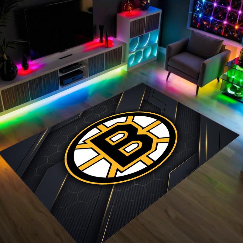 Дизайн Boston Bruins Кристальный Велюровый Ковер Уютный Не?Нескользящий ковер с принтом для спальни, гостиной, прихожей