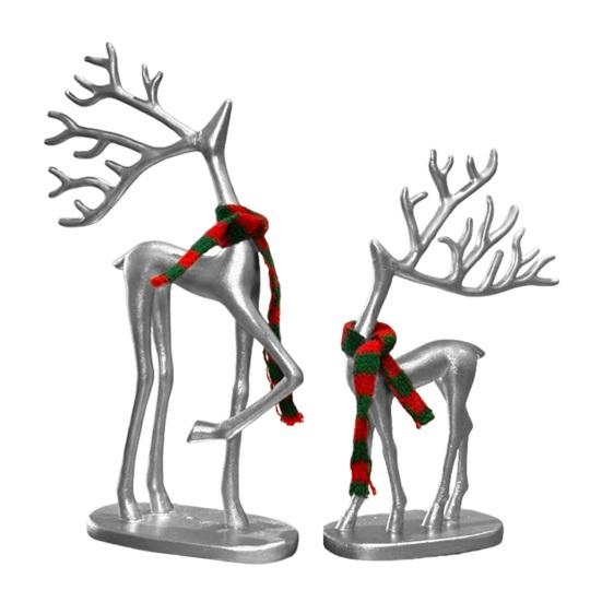 1/2 шт. Рождественская статуэтка оленя с шарфом, минималистичная фигурка силуэта лося, скульптура оленя, украшение для дома, офиса, рабочего стола