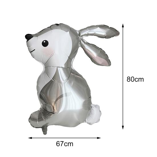 3Pcs Rabbit Balloon Cartoon Animal Long Ears Inflatable Aluminum Foil Happy