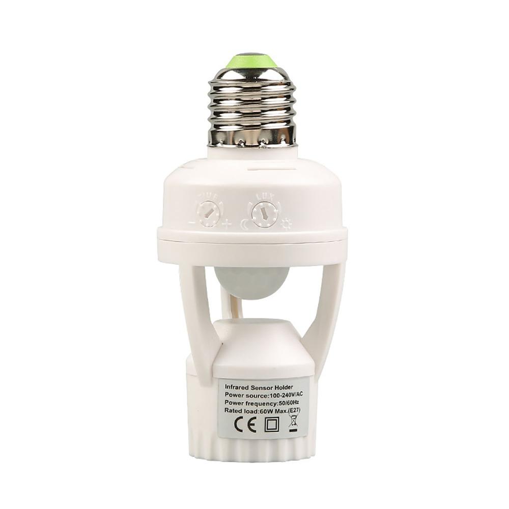 E27 Motion Sensor Light Socket 10-300 Second Delay Smart Lamp Holder Adapter Indoor Use
