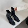 High-heeled French Temperament Square-headed Short Boots Women's Boots Autumn 2025 New Thick-heeled Thin Women's Boots