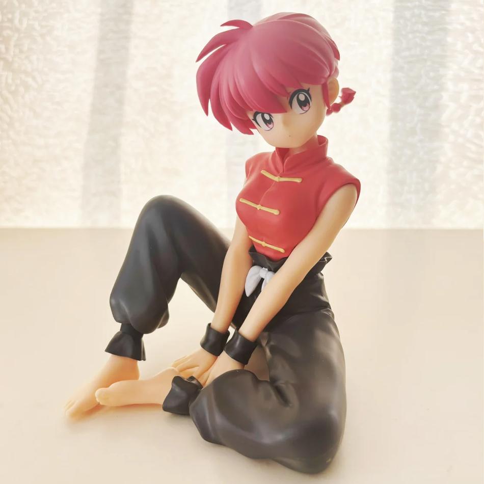 В наличии 10 см Ranma 1/2 Тэндо Аканэ Ранма ПВХ Аниме Фигурка Периферия Каваи Сидячие Игрушки Настольные Украшения для Автомобиля Модель Подарки