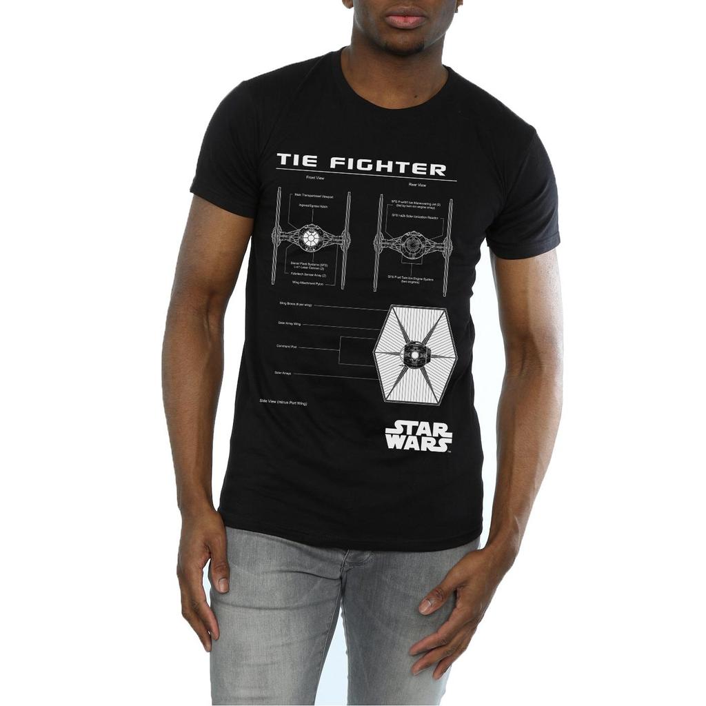 STAR WARS Mens TIE Fighter Blueprint T-Shirt