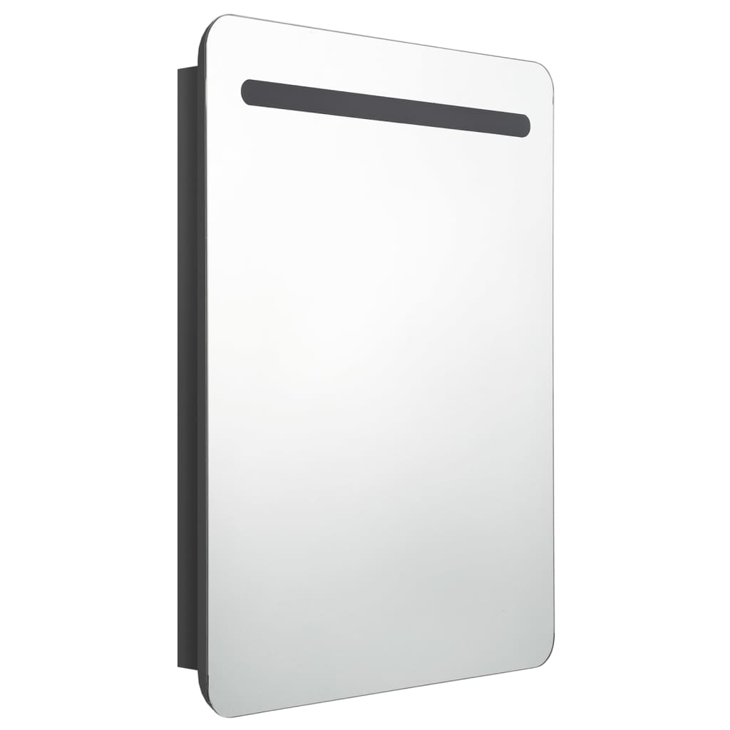 LED Bathroom Mirror Cabinet Glossy Black 60 x 11 x 80 cm