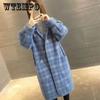 Spring and Autumn Mid-length Plaid Imitation Mink Velvet Coat Women Loose Thick Knit Sweater Coat Women