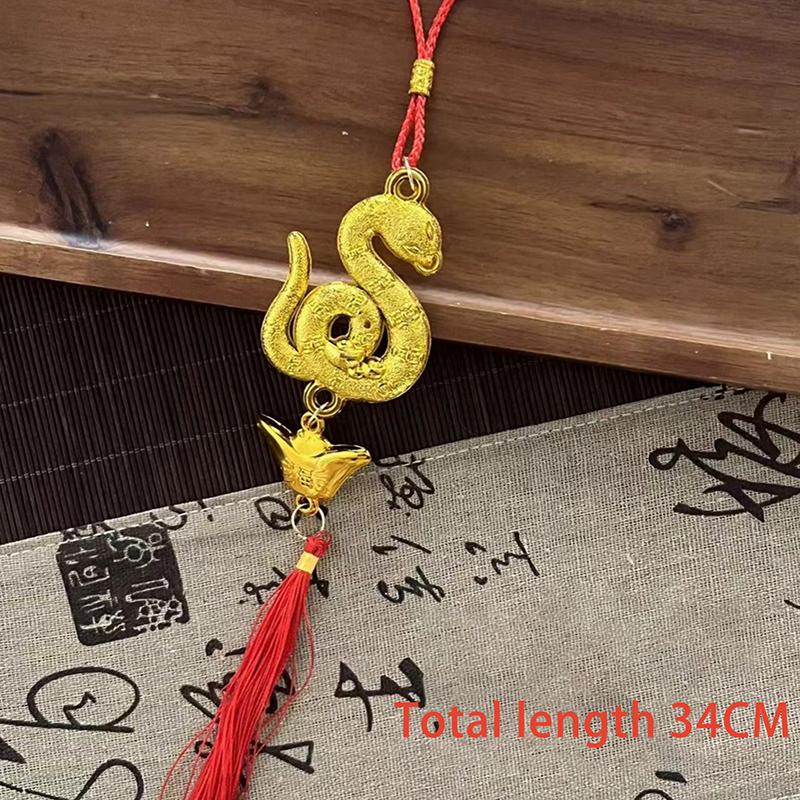 1 шт. Новогодние украшения для дома и автомобиля 2025 год Змеи позолоченный пластиковый кулон с изображением зодиака Змея Юаньбао с предсказанием