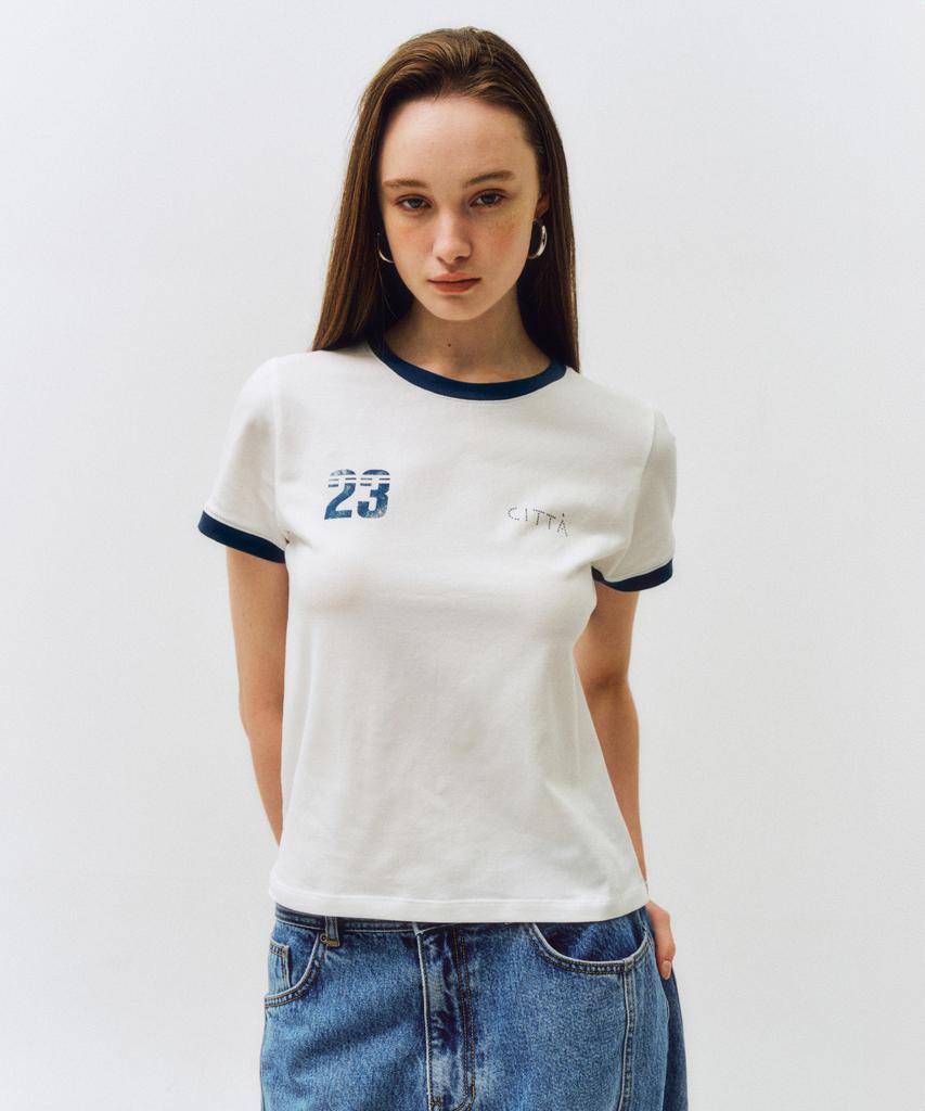 CITTA Number 23 Cita Ringer T-Shirt_Ctt374(White)