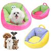 Pet Nest Bed Cartoon Style Striped Plaid Print Non-Slip Bottom Small-Medium Dogs Cats Nest Three-sided Embrace Pet Bed