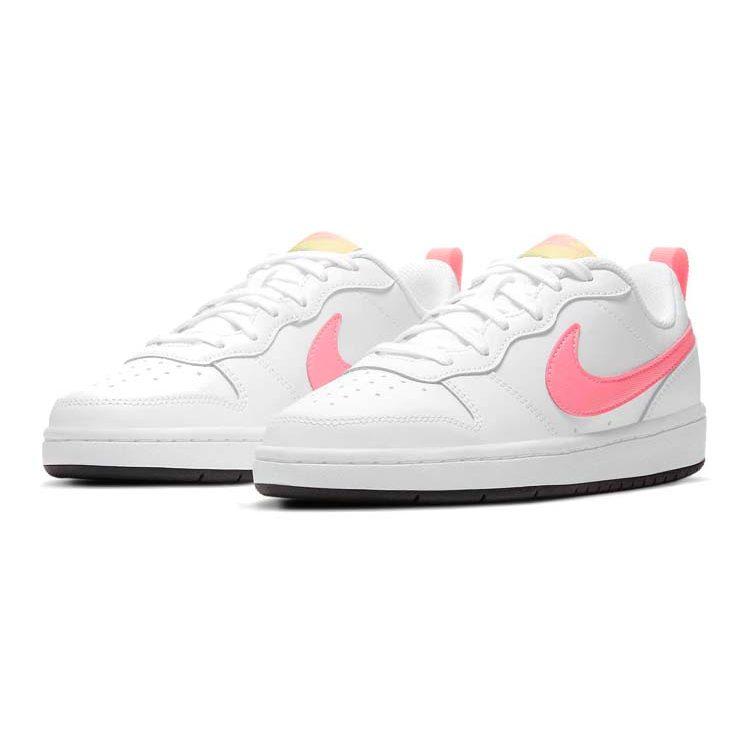 Nike Кроссовки Court Borough Low 2 Белый Лаймовый GS BQ5448-108