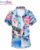 Мужская рубашка с коротким рукавом и принтом обычного кроя, лето 2021, новая модная повседневная гавайская рубашка с цветочным принтом