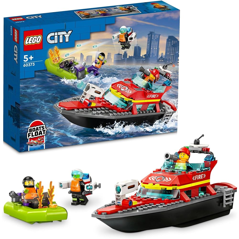 Конструктор LEGO City Пожарно-спасательный катер для детей 5-8 лет, развивающий игровой набор, 60373