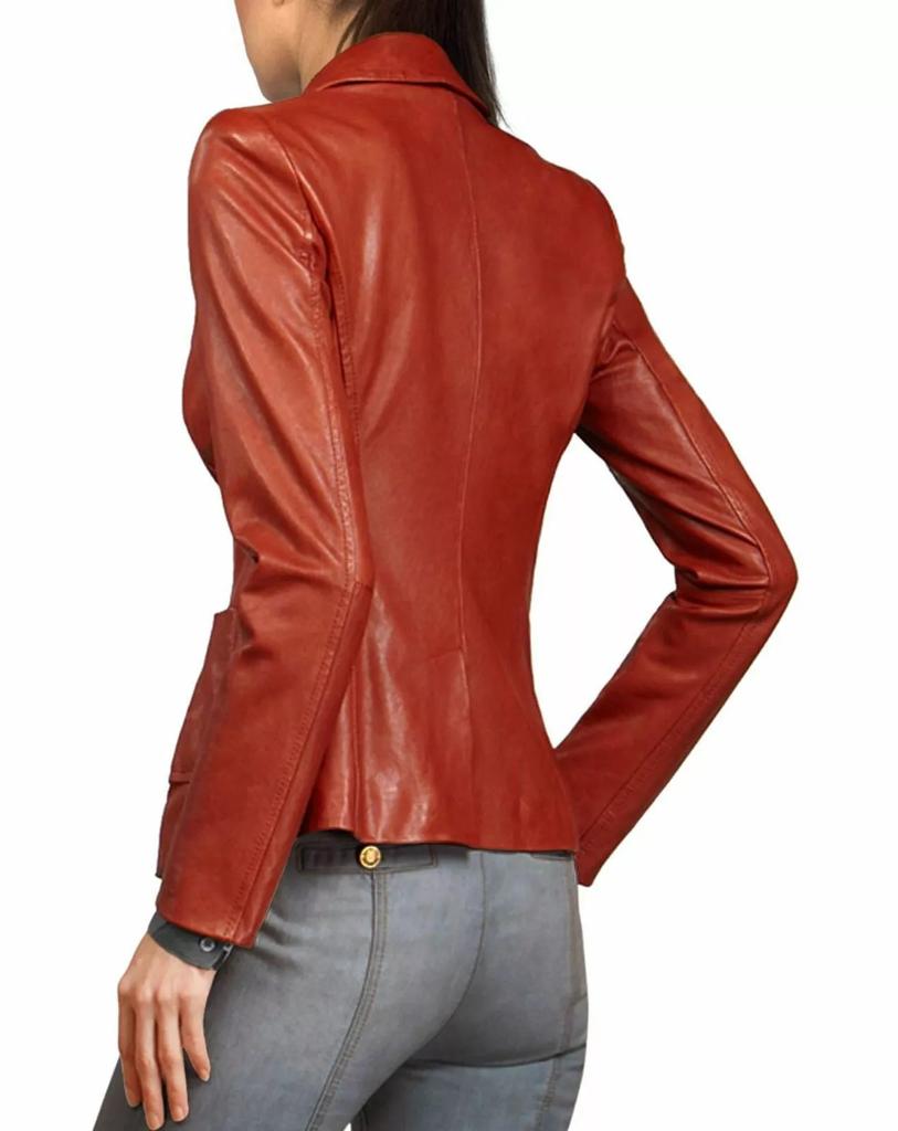 Slim Fit Designer Brown New Women's Genuine Soft Lambskin Leather Blazer Hot