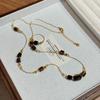 Autumn And Winter Maillard Tiger'S Eye Stone Beaded Necklace Women'S Niche High-End Sense Personalized Fashion Versatile Neck Chain Sweater Chain