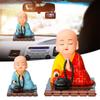Doll Figurines Statues Solar Powered Little Monk Shaking Head Dancing Toy Car Dash Board Decoration