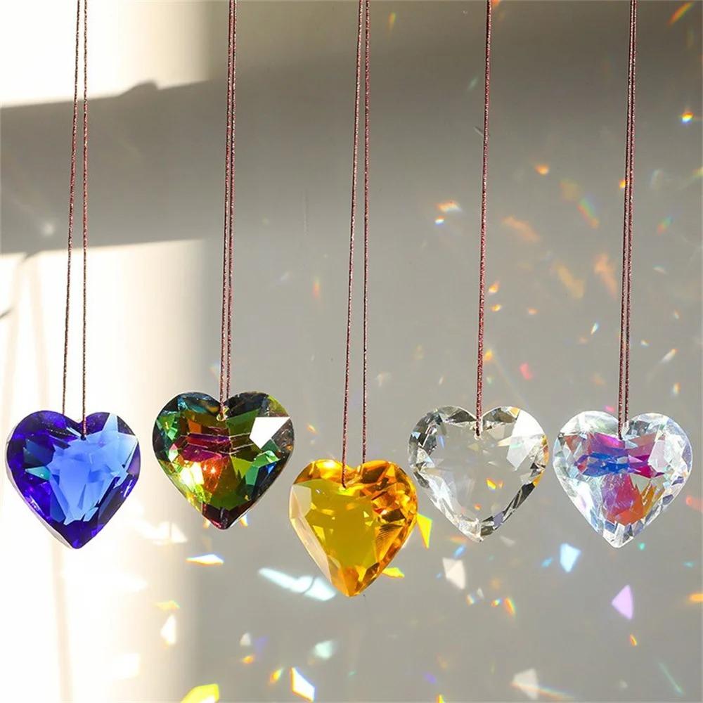 45mm Crafts Hanging Pendant Heart Hanging Heart Suncatcher Dreamy Crystal Wind Chime Xmas Gift